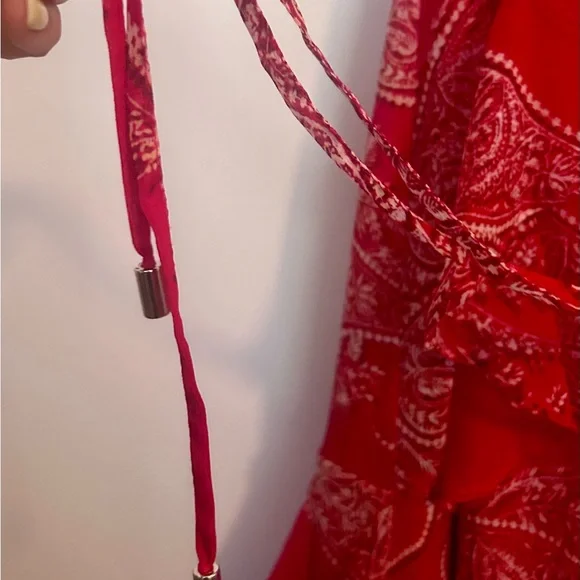 Tommy Hilfiger sleeveless red paisley summer dress size 12. EUC - Picture 4 of 7